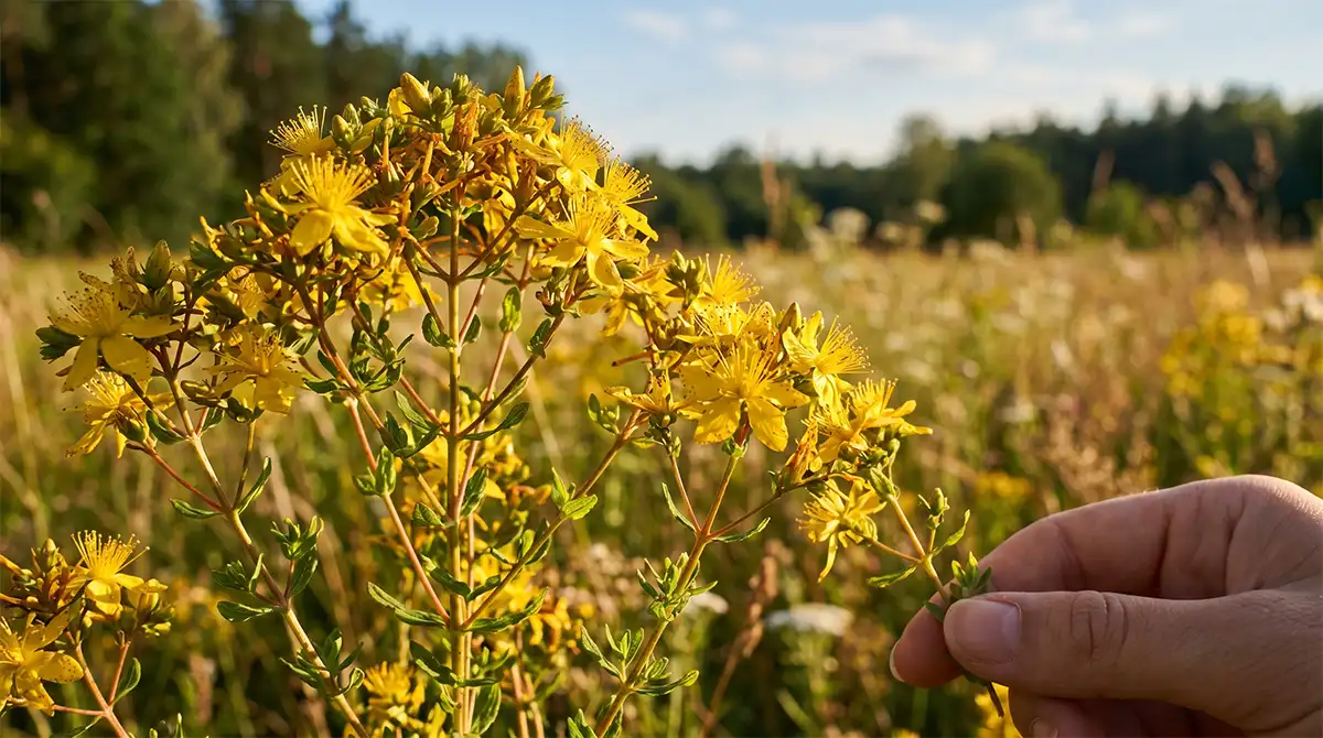 kraeuter-trocknen-johanniskraut-wiese.webp